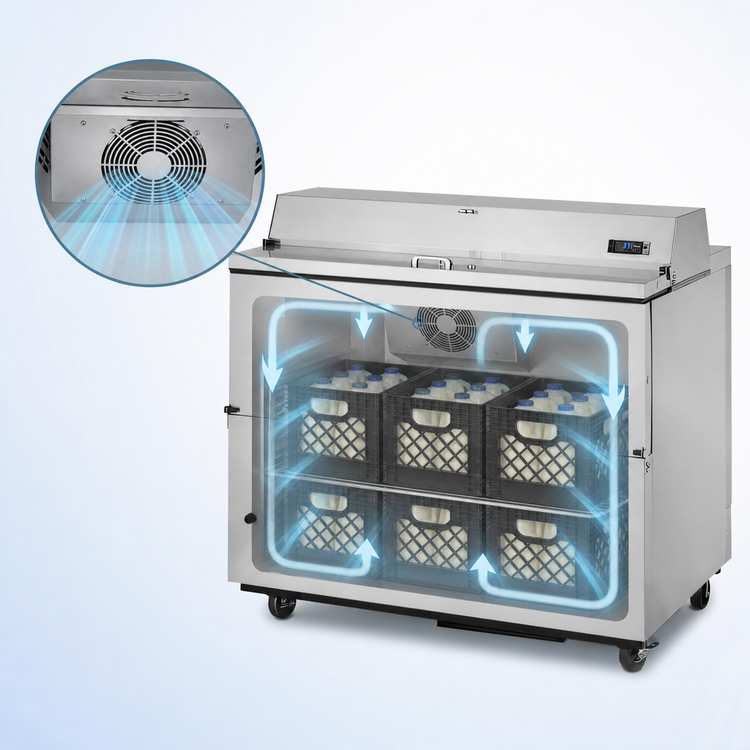 Product image #3 for Mobile School Milk Cooler, Forced-Air, Stainless Steel, 12-Crate Capacity