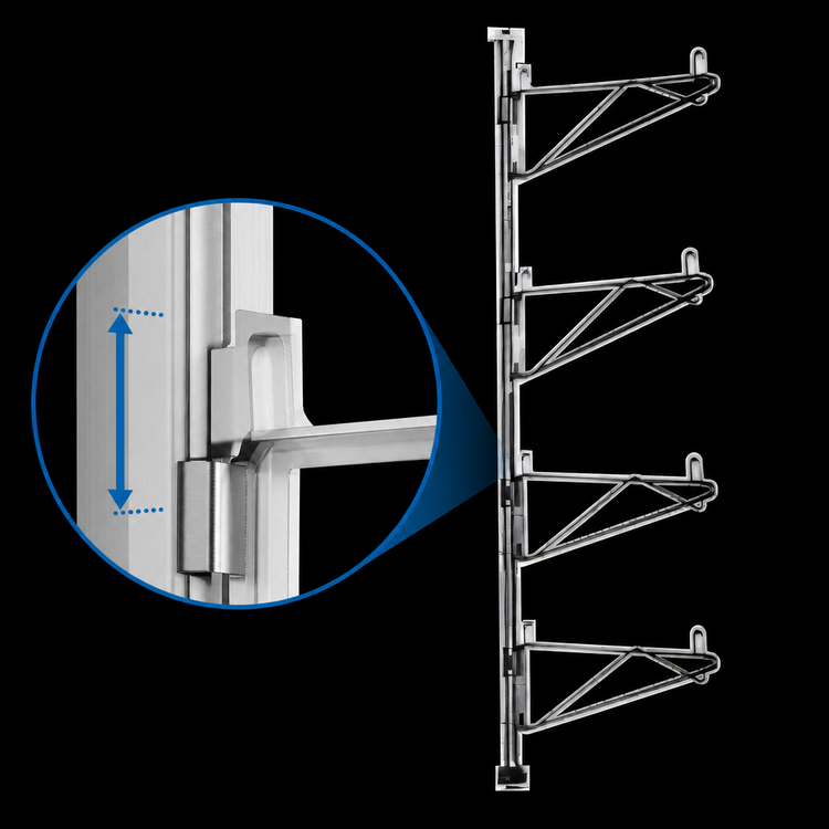 Product image #3 for Eagle Group Adjustable Post Wire Wall Mount Prepackaged End Unit for 24-Inch Deep Shelves, 63-Inch Posts, Stainless Steel