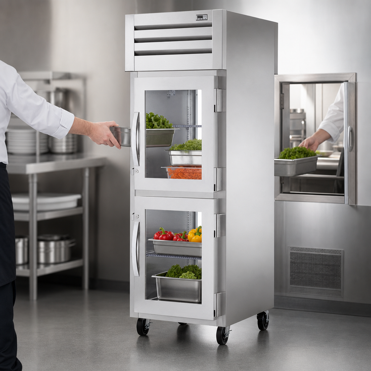 Product image #3 for True SPEC SERIES 1-Section Pass-Thru Refrigerator with 2 Half-Glass Front Doors and Rear Glass Door