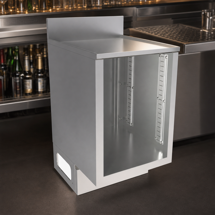 Product image #4 for BK Resources Well Series Flat Top Stainless Steel Underbar Cabinet Base, 21 x 18 Inches