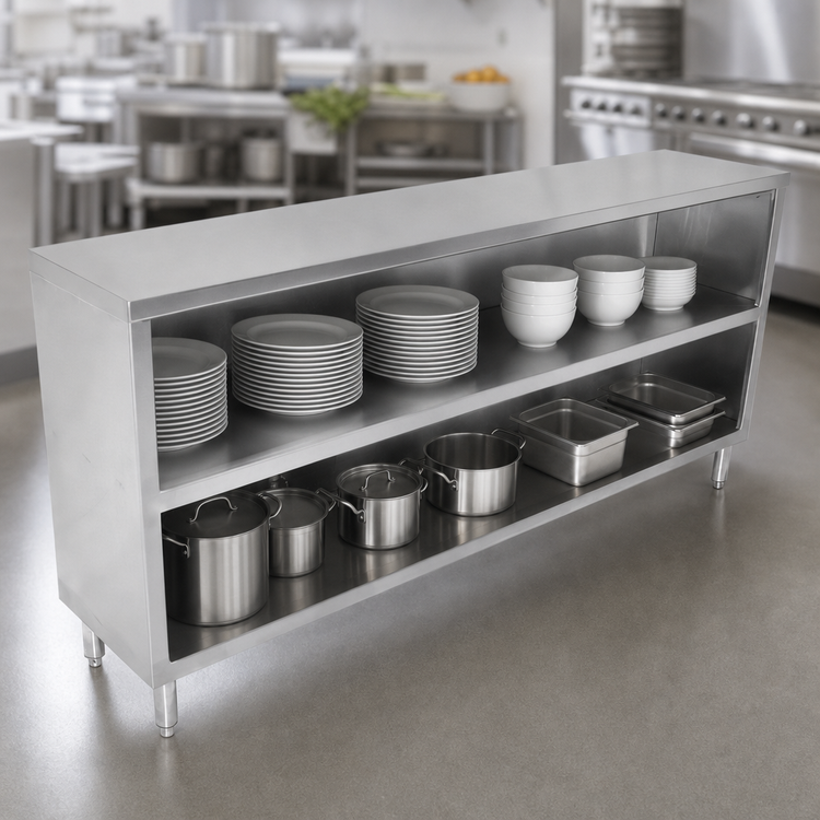 Product image #3 for John Boos 132-Inch Open Front Stainless Steel Dish Storage Cabinet with Open Base