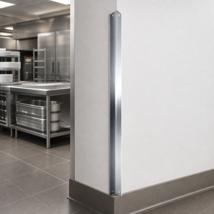 Product image #3 for Advance Tabco Special Value Series 96-Inch x 2-Inch x 2-Inch 16-Gauge Stainless Steel Corner Guard with Adhesive Backing