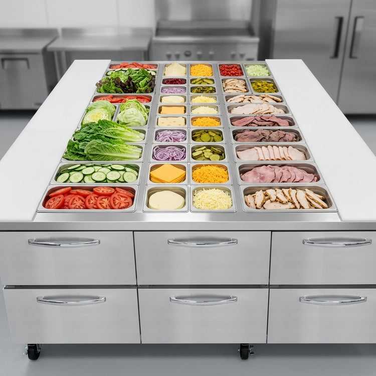 Product image #2 for Continental Refrigerator RA93N24M-D 93-Inch 3-Section Refrigerated Sandwich Prep Table