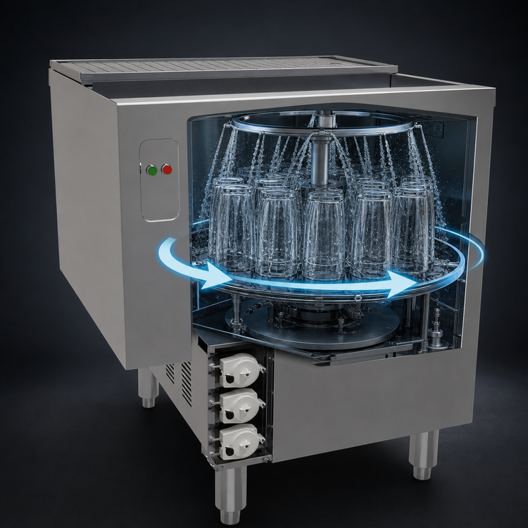 Product image #3 for Glastender GW24 Rotary Low-Temperature Chemical Sanitizing Underbar Glasswasher