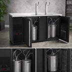 Thumbnail image #3 for Micro Matic USA Pro-Line MDD68-E Two-Section 3-Keg Direct Draw Draft Beer Cooler, 28 Cu. Ft., Glass Rinser, Black, 69.5-Inch Wide