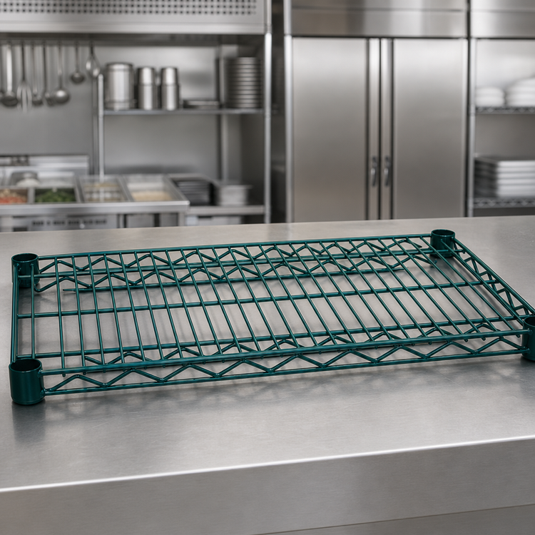 Product image #4 for Advance Tabco Special Value Series Heavy-Duty Wire Shelf, 72" W x 24" D, Green Epoxy Coated