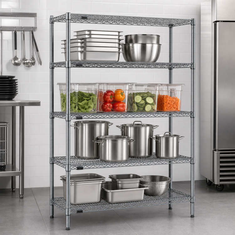 Product image #3 for Red-i-Pak 4-Tier Stationary Wire Shelving Unit, 48 x 18 x 63 Inches, Pewter Gray Epoxy Finish