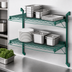 Thumbnail image #3 for Quantum Cantilever Double Shelf Wall-Mount Wire Shelving Unit with 24 x 14 Inch Shelves, Green Epoxy Finish