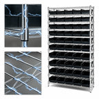 Thumbnail image #3 for Quantum WR12-106CO Conductive Stationary Bin Wire Shelving System, 36"W x 24"D x 74"H, 12 Shelves, 55 Bins, Chrome Plated