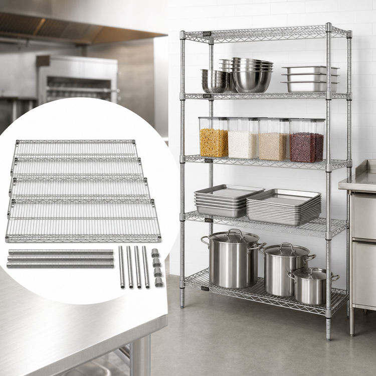 Product image #3 for Quantum 4-Shelf Wire Shelving Starter Unit, 42 x 30 x 74 Inches, 304 Stainless Steel
