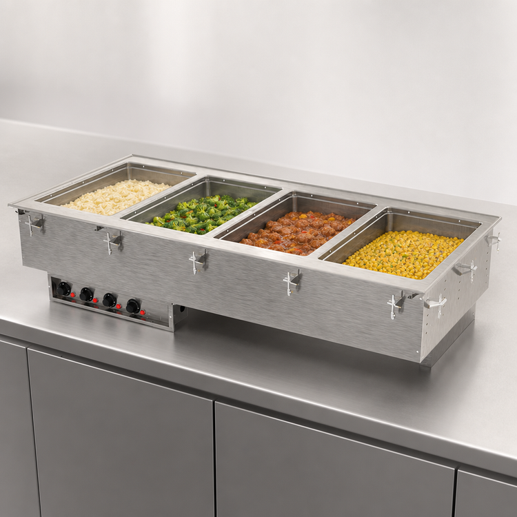 Product image #3 for Vollrath Four-Well Drop-In Hot Food Well with 316 Marine-Grade Stainless Steel Wells, Thermostatic Controls, Wet Operation, 208-240V