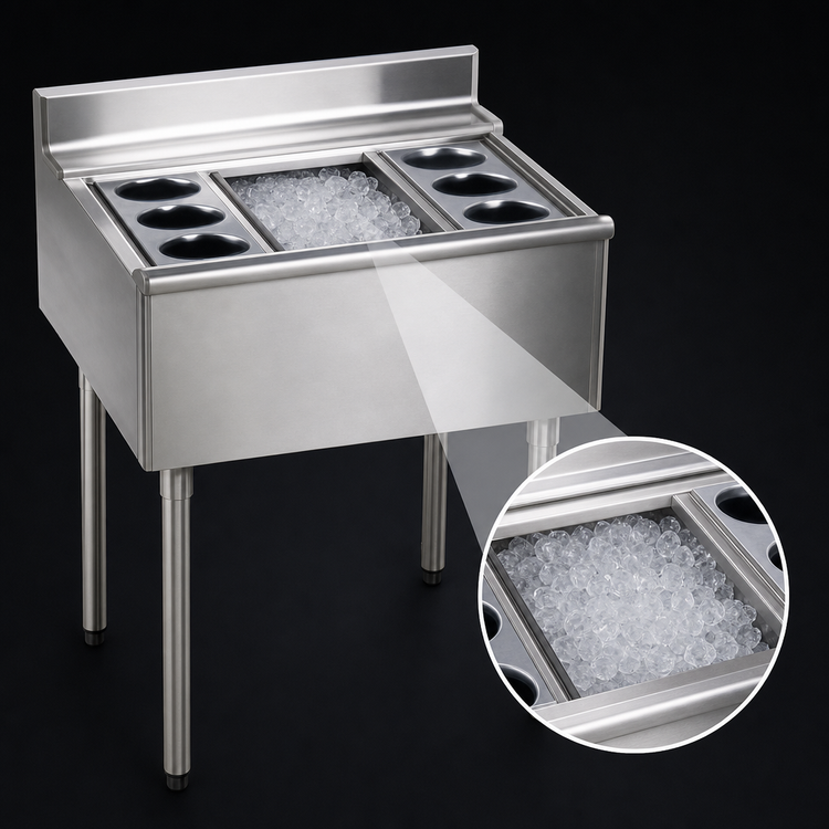 Product image #3 for Eagle 1800 Series 24-Inch Underbar Cocktail Unit with 12-Inch Insulated Ice Bin and 7-Circuit Cold Plate