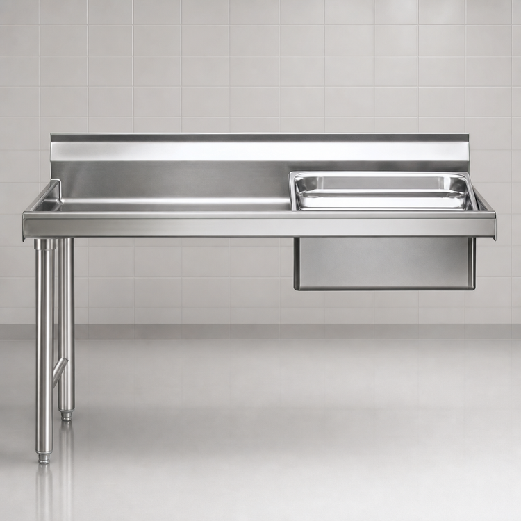 Product image #3 for Eagle Group 48-Inch Straight Soiled Dishtable with Pre-Rinse Sink, 8-Inch Backsplash, Left-to-Right Operation