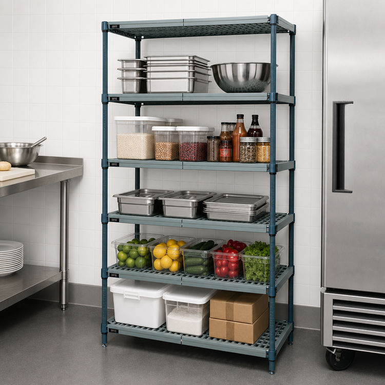 Product image #3 for Quantum 36" W x 24" D x 63" H Stationary 5-Tier Wire Plastic Mat Shelving Unit