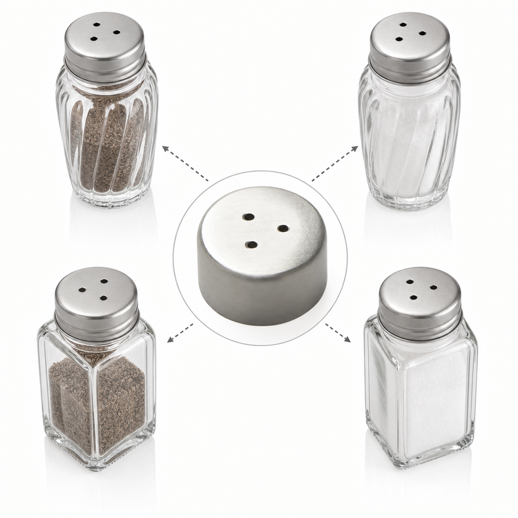 Product image #3 for Vintage Stainless Steel Replacement Caps for Salt & Pepper Shakers, 1-1/2 Inch Dia. x 1/2 Inch H