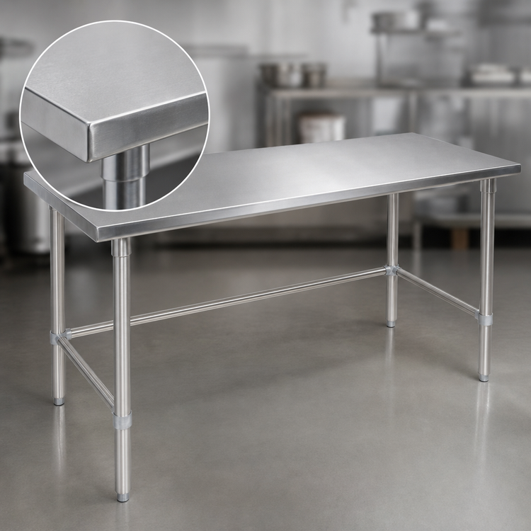 Product image #3 for John Boos Stallion 72-Inch x 36-Inch 16-Gauge Stainless Steel Flat Top Work Table with Safety Edge and Galvanized Base