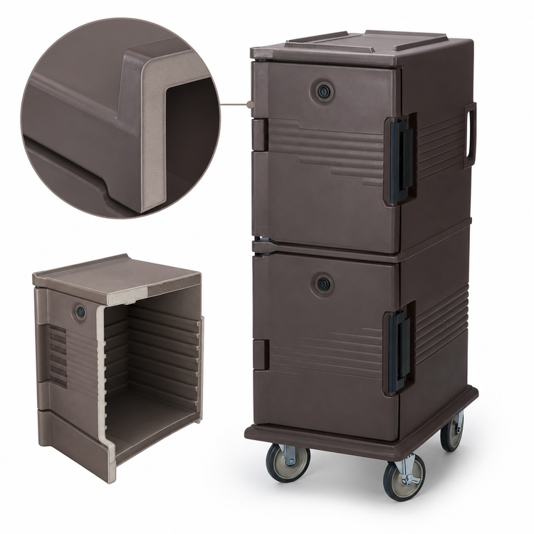 Product image #4 for Cambro Ultra Camcart Non-Electric Front-Loading Insulated Food Pan Carrier, 60 Qt., Granite Sand