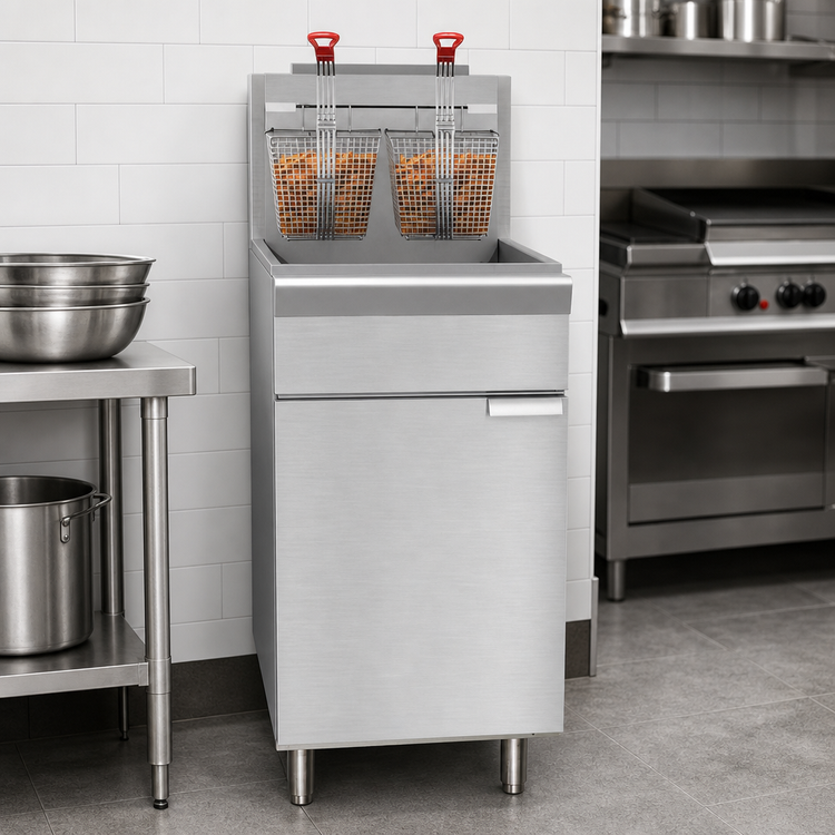 Product image #3 for KoolMore Floor Standing Commercial Natural Gas Vertical Deep Fryer, 40 lb, 90,000 BTU