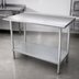 Thumbnail image #3 for Advance Tabco 60 Inch x 36 Inch 14 Gauge 304 Stainless Steel Work Table with 1-1/2 Inch Rear Up-Turn and Galvanized Undershelf