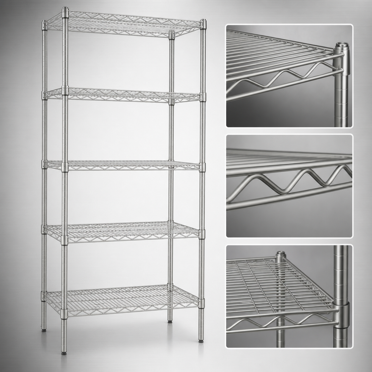 Product image #3 for Eagle Group 5-Tier Stationary Starter Wire Shelving Unit, 24 x 21 x 86 Inches, Stainless Steel Finish