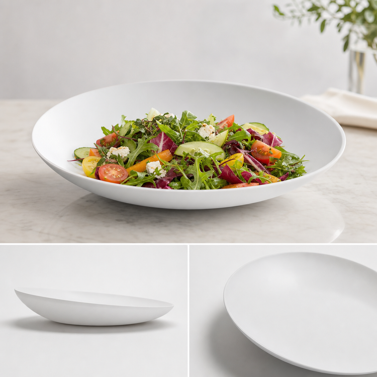 Product image #3 for American Metalcraft 104 oz. Angled White Melamine Bowl, 16 Inch Diameter x 3 Inch High