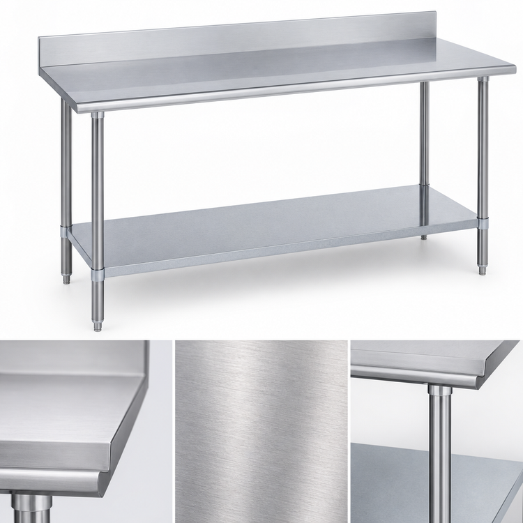 Product image #3 for Duke Stainless Steel Underbar Work Table with 5-Inch Riser and Galvanized Undershelf, 144 x 24 Inches
