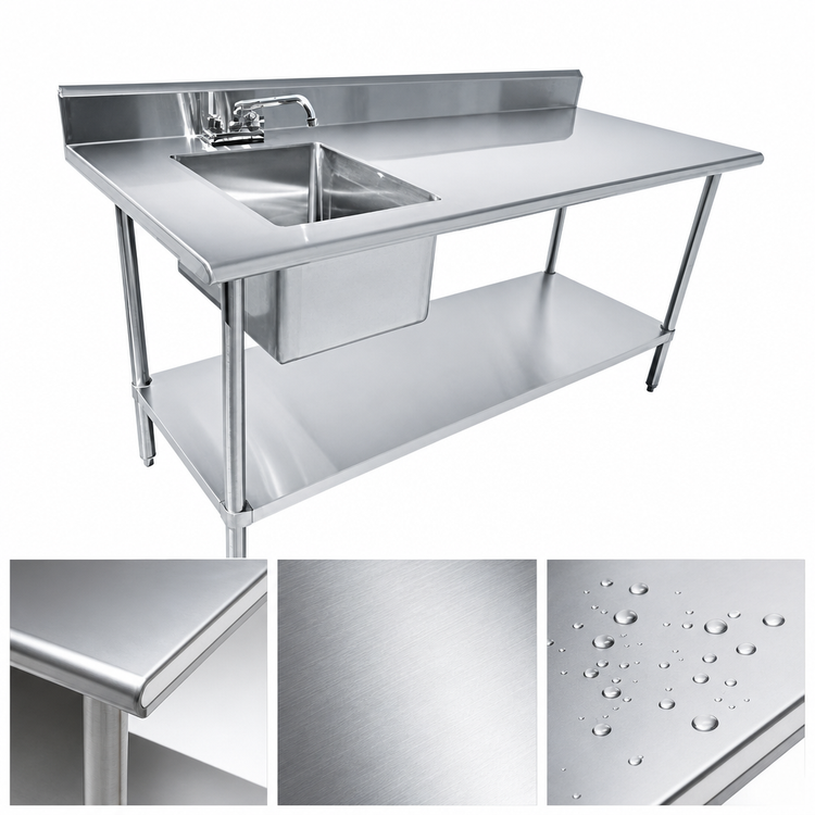 Product image #3 for Serv-Ware 60-Inch Left Sink Table with Single Bowl