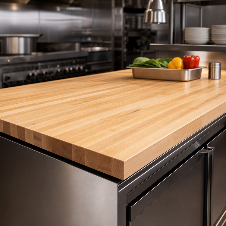 Product image #3 for Boos Block Blended Edge Grain Maple Kitchen Countertop, 144 x 42 x 1-1/2 Inch, Varnique Finish
