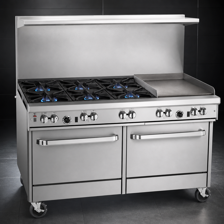 Product image #3 for Southbend Ultimate 60-Inch Gas Restaurant Range with 6 Burners, 24-Inch Griddle, and 2 Cabinets