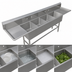 Thumbnail image #3 for John Boos Pro-Bowl 4-Compartment Sink with Left and Right Drainboards, 18 x 18 x 14 Inches Bowls, 14-Gauge Stainless Steel
