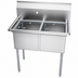 Thumbnail image #3 for KoolMore 36-Inch Freestanding 2-Compartment Stainless Steel Commercial Sink with Backsplash and Adjustable Feet