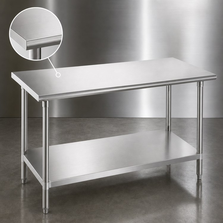 Product image #3 for Advance Tabco 108" x 24" 16-Gauge 304 Stainless Steel Work Table with Adjustable Undershelf