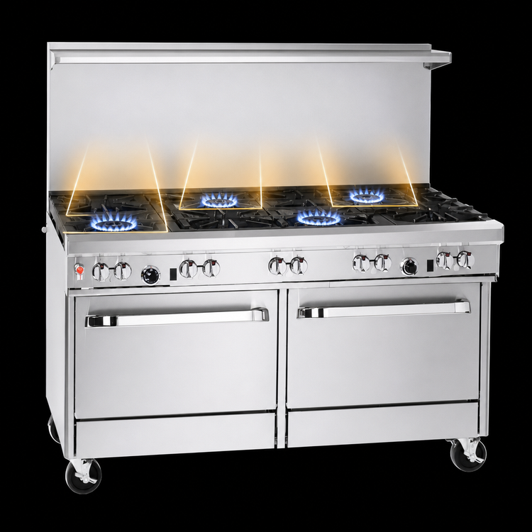 Product image #3 for Southbend Ultimate 60-Inch Gas Restaurant Range with 5 Open Burners, 24-Inch Charbroiler, and 2 Cabinets