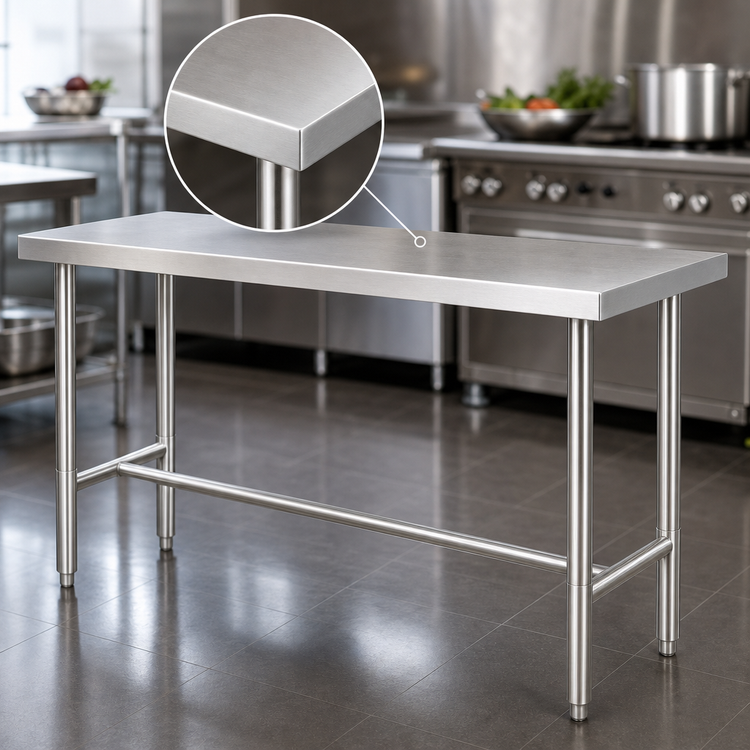 Product image #3 for Klinger's Trading 60 Inch x 18 Inch Stainless Steel Open Base Work Table