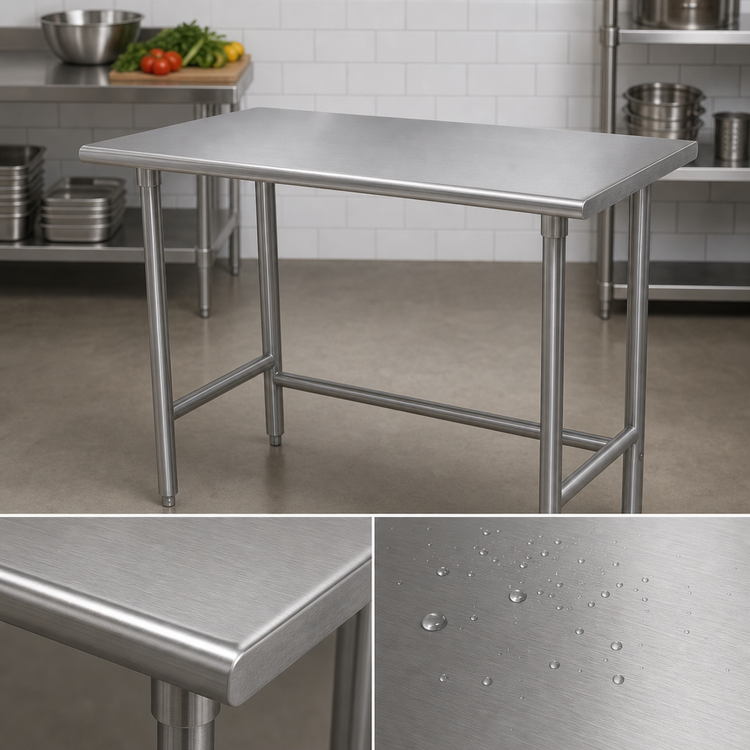 Product image #3 for Advance Tabco Special Value Series 60-Inch x 24-Inch Open Base Work Table with 16-Gauge 304 Stainless Steel Top