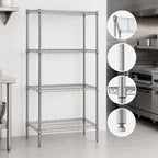 Thumbnail image #3 for Quantum WR63-1830S 30"W x 18"D x 63"H Stainless Steel Stationary Wire Shelving Starter Kit, 4 Shelves