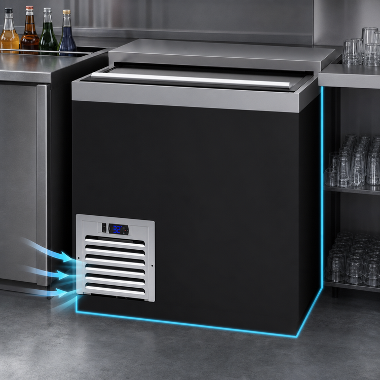 Product image #3 for Krowne 36-Inch Flat Top Bottle Cooler with Sliding Lid, Black Vinyl Exterior