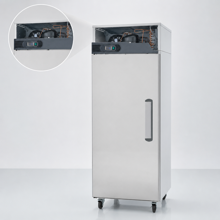 Product image #3 for Migali Competitor Series Single Section Reach-In Freezer, Self-Contained Top-Mount, 23 Cu. Ft., Stainless Steel, Left-Hand Hinged Door