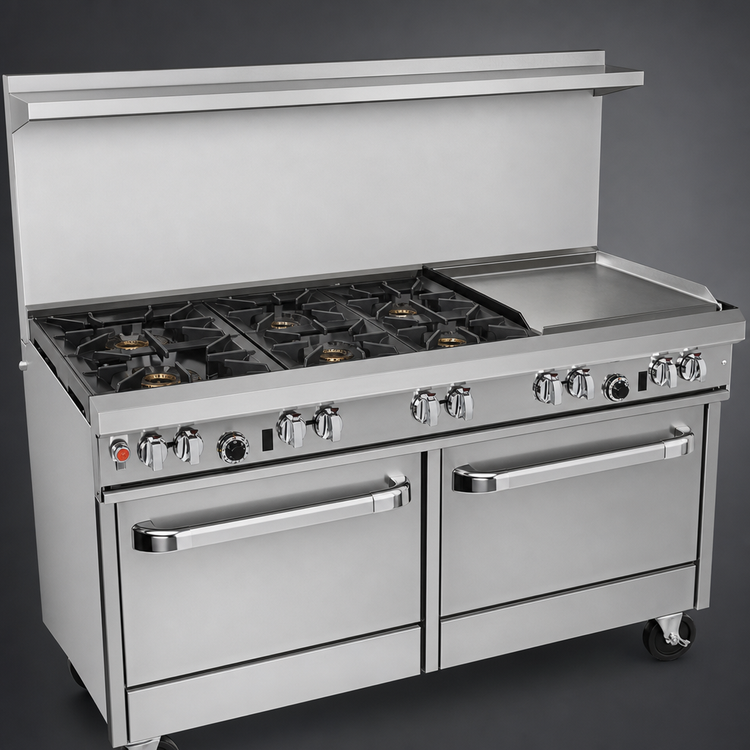Product image #3 for Southbend Ultimate 60-Inch Gas Restaurant Range with 6 Star/Sauté Burners, 24-Inch Griddle and 2 Cabinets