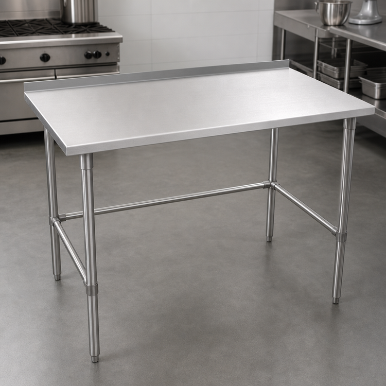 Product image #3 for John Boos Stallion 120-Inch x 24-Inch Stainless Steel Work Table with 1-1/2-Inch Rear Up-Turn Backsplash