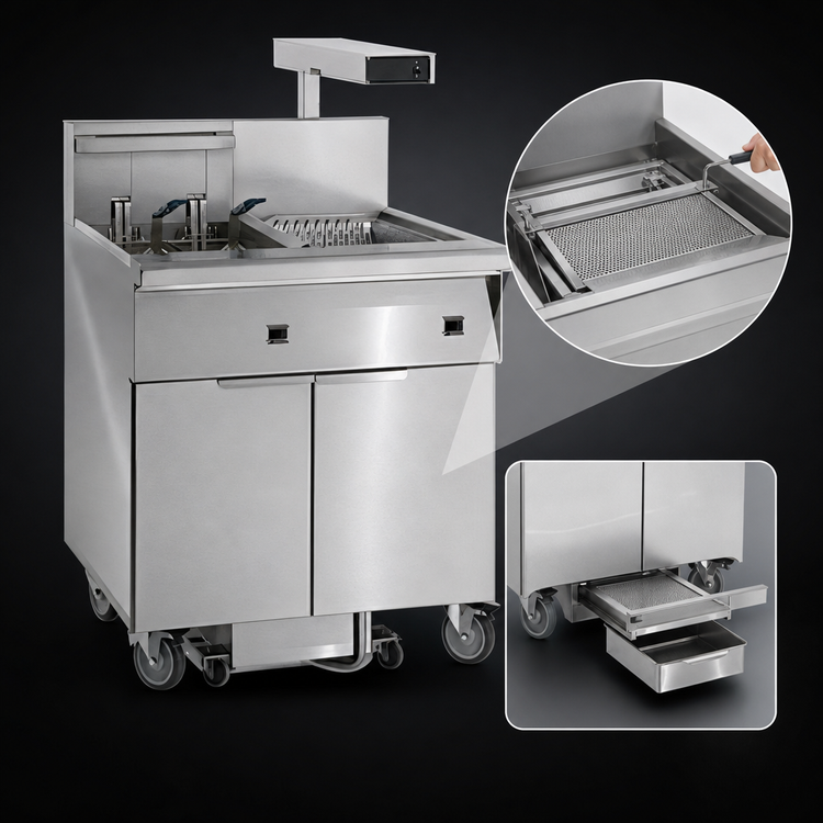 Product image #3 for Imperial Electric Floor Model Fryer with Built-In Filter System and Immersed Elements, 50 lb. Capacity