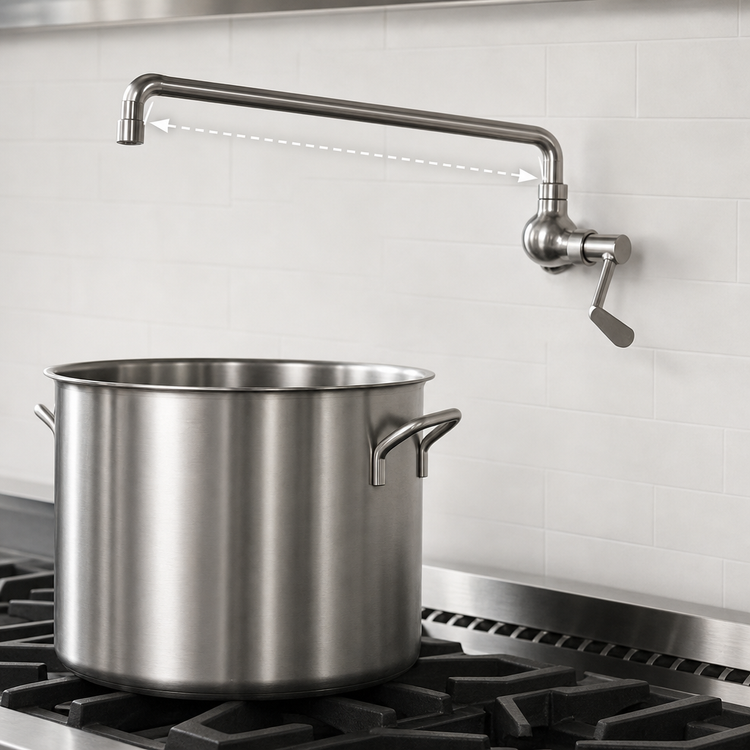 Product image #3 for Town Equipment Manual Pot Filler Faucet, 14-Inch Swing/Swivel Spout, Wrist Handle