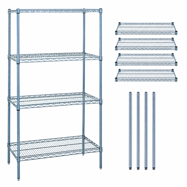 Product image #3 for Quantum 54 in W x 24 in D x 86 in H Gray Epoxy Antimicrobial Wire Shelving Starter Kit