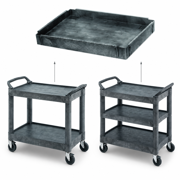 Product image #3 for Quantum 40" x 26" Gray Additional Shelf for PC4026-33 and PC4026-33-3 Carts