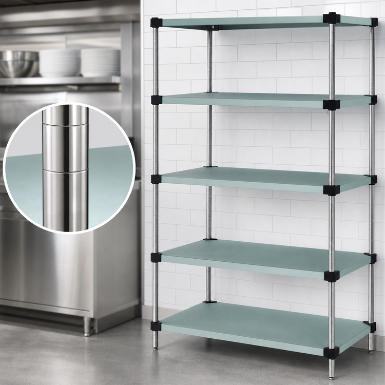 Product image #3 for Quantum 30" W x 18" D x 63" H Solid Stainless Steel Stationary Shelving Starter Kit, 5 Shelves