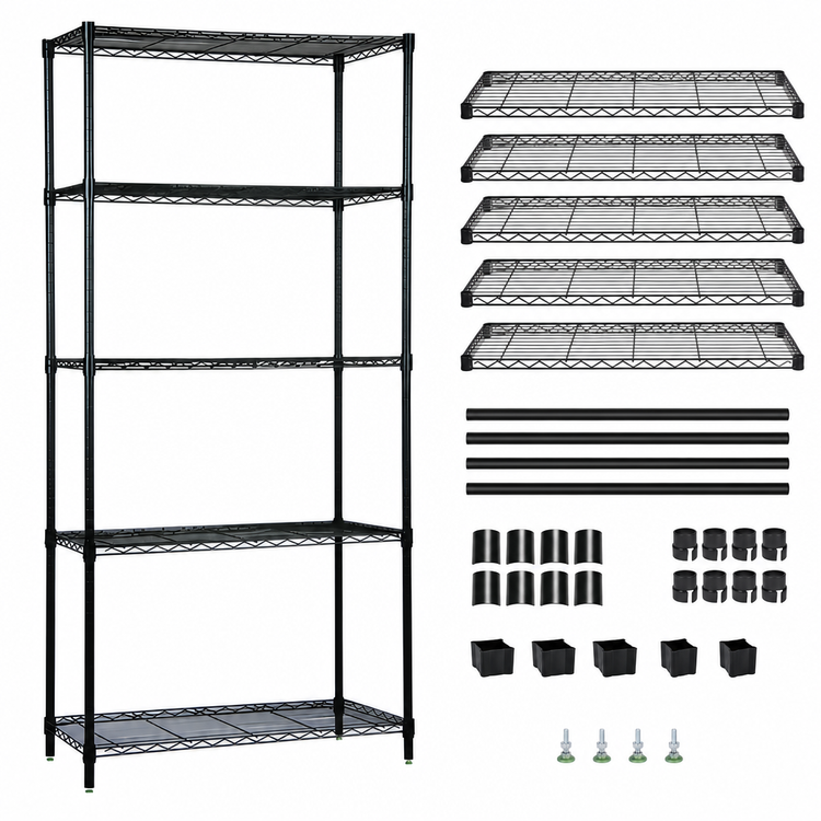 Product image #3 for Quantum 36"W x 36"D x 86"H Stationary Wire Shelving Starter Kit with 5 Shelves