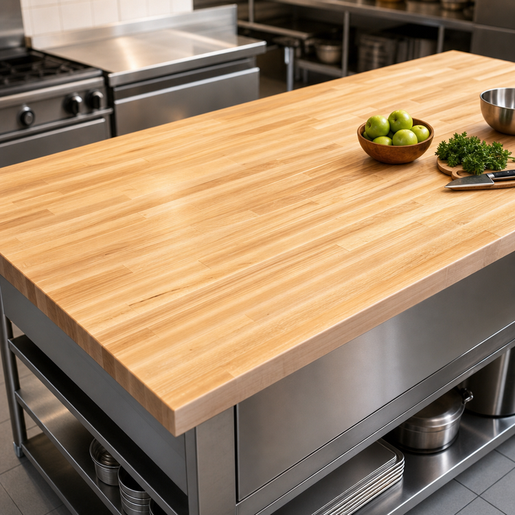 Product image #3 for John Boos Boos Block 96" x 42" Blended Edge Grain Northern Hard Rock Maple Kitchen Countertop, 1-1/2" Thick, Penetrating Oil Finish