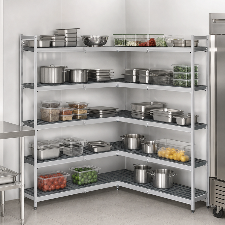 Product image #3 for Fermostock 5-Tier Corner Expansion Shelving Unit with Removable Polymer Inserts, 83 Inch H x 59 Inch W x 18 Inch D
