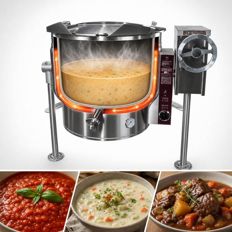 Product image #3 for Crown ELT-30F 30 Gallon Electric Full Jacketed Tilting Steam Kettle
