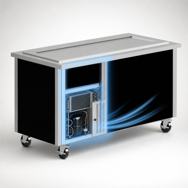 Product image #3 for Randell Custom & Serving 48-Inch Mobile Modular Frost Top Serving Station with Open Cabinet Base